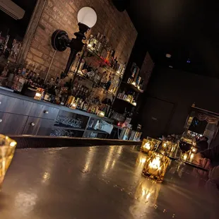 candles on the bar counter