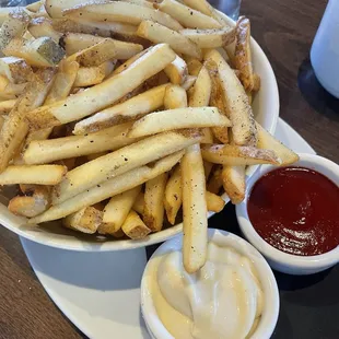 Salt &amp; Pepper Fries w/ malt vinegar aioli