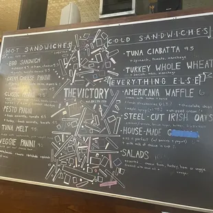 a blackboard with a menu on it