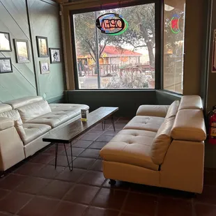 Nice couches in front