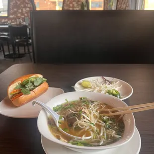 Brisket pho and half chicken banh mi (with the most tender chicken ever) lunch special!