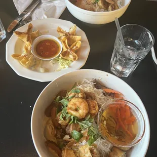 Closest to me is the Pork and Shrimp Bun. In the middle is crab wantons  Furthest  away is the shrimp Bun 10/10