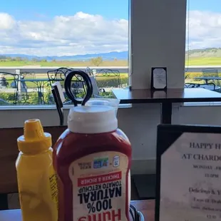View facing patio and golf course. Behind me was a lit fireplace.