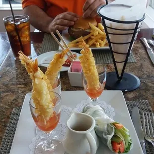 Tempura shrimp and veggie wrap.