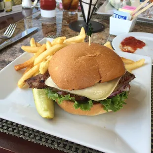 Rib-eye steak sandwich.  Amazingly tender.  No knife needed