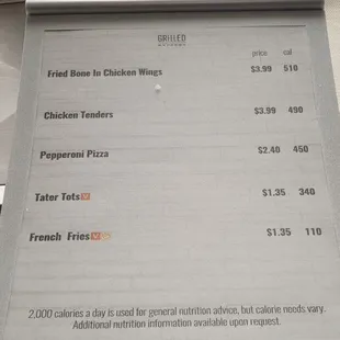 menu