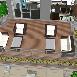 Our Holly Ave Clubhouse features a sundeck with comfortable outdoor seating