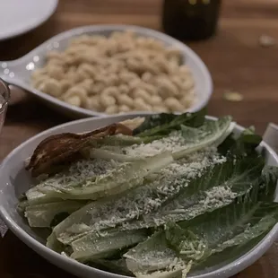 caesar salad and mac and cheese