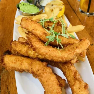 a plate of fish and chips