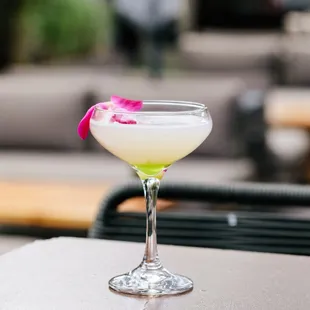 a cocktail sitting on a table