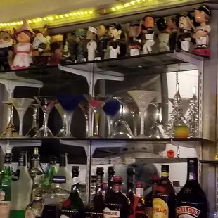 Cute little bobble heads above the bar area.