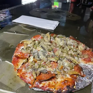 a pizza on a table