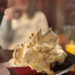 Banana pudding topped with meringue!