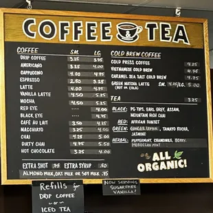 Coffe &amp; Tea Menu