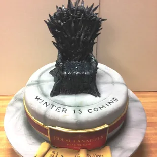 The new season for Game of Thrones is almost here. Celebrate with our Game of Thrones cake. Fondant covered and gum paste details &amp; throne