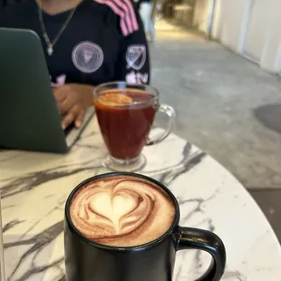 Red velvet latte and immunity tea