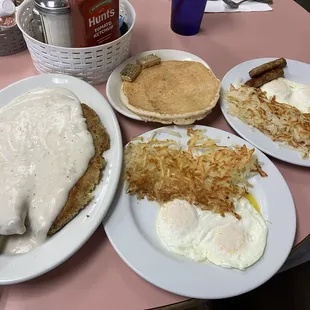 Chicken fried steak breakfast dish and choose 4 items.