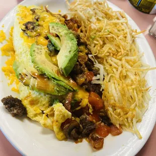 Build your own omelette and hash browns