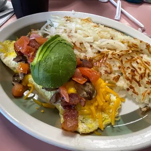 Build your own omelette with bacon mushroom avocado and tomato