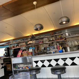 the interior of the diner