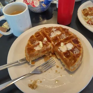 I just can't stop eating this waffle!  It was huge and perfectly crispy on the outside and fluffy on the inside!