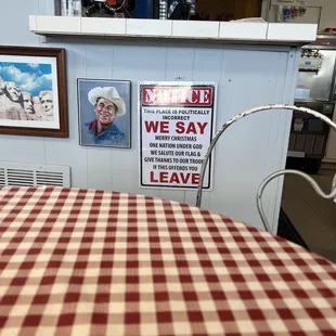 a table with a checkered table cloth