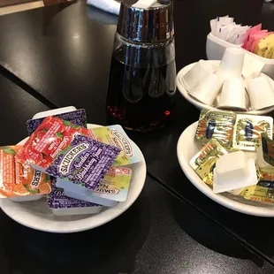 two plates of food on a table