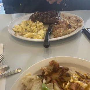 two plates of food on a table