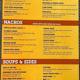 Appetizers, Nachos, and Sides