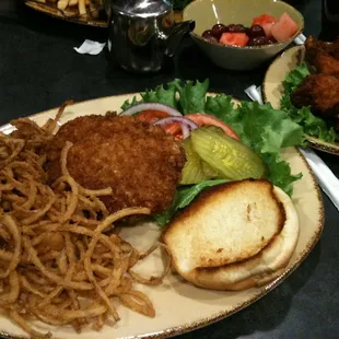 breaded tenderloin with onion straws