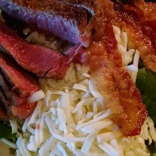 My favorite!  A steak, grilled to perfection, is added to the great spinach salad! DON'T MISS THIS!