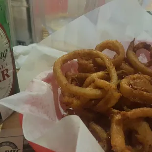 Yuengling and onion rings...take the edge off.