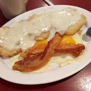 country breakfast: B&amp;G plus eggs and meat