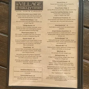 Lunch menu