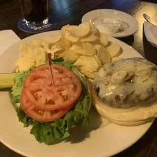 Swiss mushroom burger