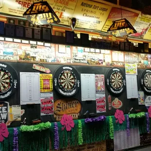 Some of the dart boards available for play.