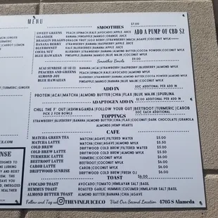 menu
