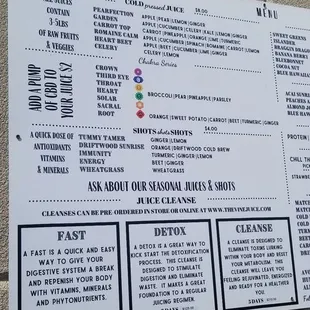 menu