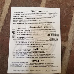 menu