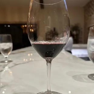 a glass of wine on a table