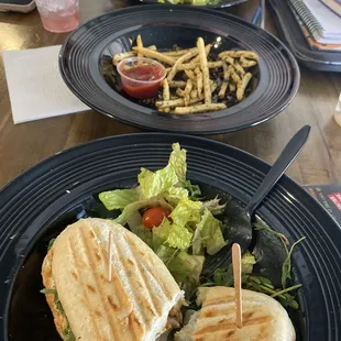 Chicken and Goat Cheese Sandwich Garlic Cilantro Fries