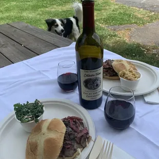 Shroom and onion burger+ Zin At The In Zinfandel wine.