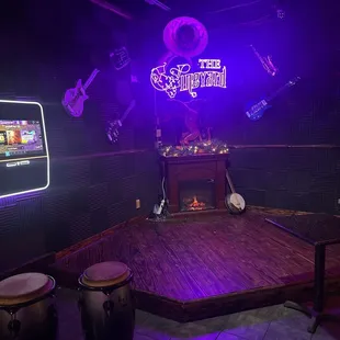 Stage for live music and karaoke