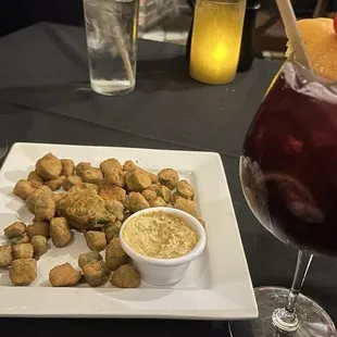 Southern Fried Okra and House sangria