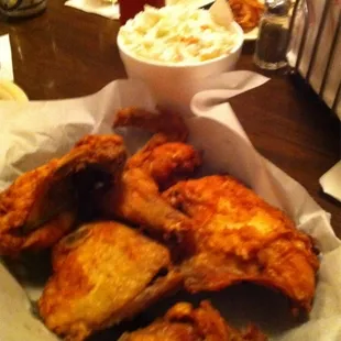 fried chicken and coleslaw