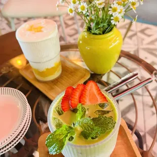 Strawberry matcha latte