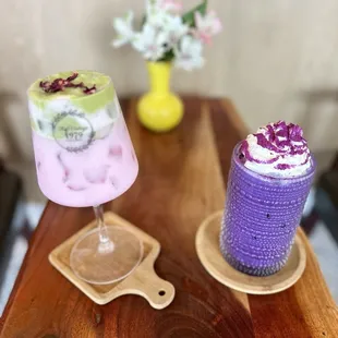 Japanese Dalgona tasted like strawberries, cream and matcha + Ube Latte