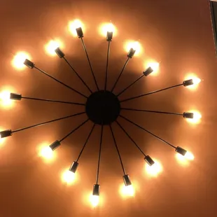 The chandelier above our table.