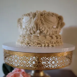 a cake on a cake stand