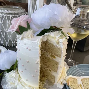 a cake with a slice taken out of it